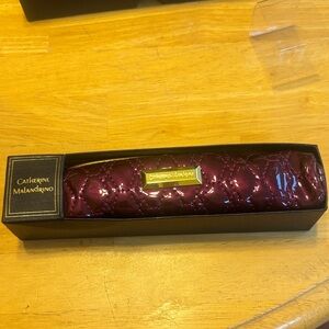 Charming Charlie Burgundy Quilted Pouch with Gold Accents